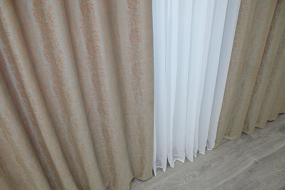 Комплект готових штор VR-Textil Оксамит (бархат) № 1129ш Какао з теракотовим 150х270 см 2 шт (30-940) Київ - фото 7