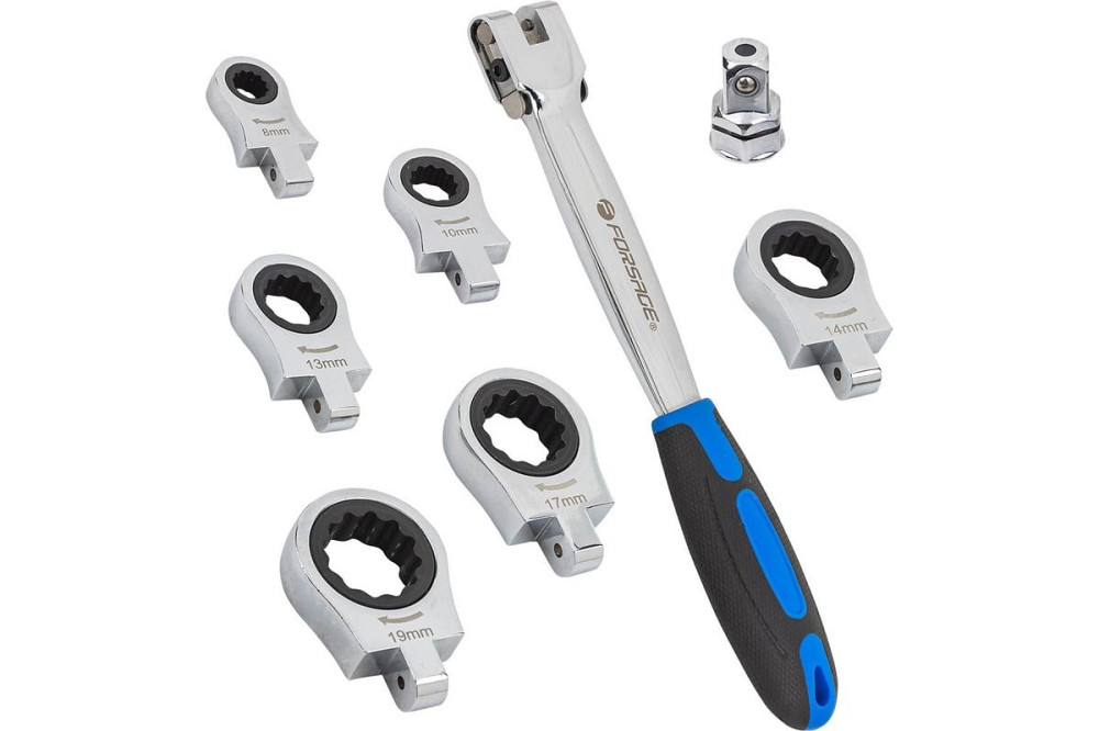 Рукоятка для трещоточных насадок в комплекте с насадками Forsage 3/8