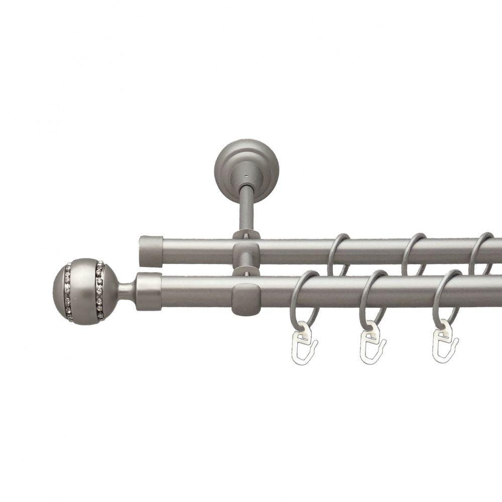 Карниз Orvit Аркадія металевий дворядний відкритий гладка труба кільце металеве Сатин 19\16 мм 200 см Львов - изображение 1