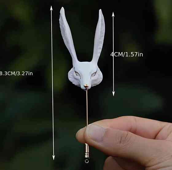 Брошка лисиця мінімалістична керамічна брошка біла лисичка шпилька прикраса Київ