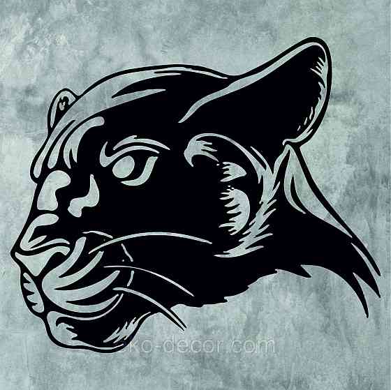 Декоративное настенное Панно «Пантера», Декор на стену 90*76 см, Черный Киев