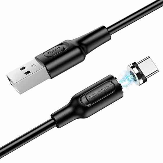 Кабель BOROFONE BX41 USB to Type-C 2.4A, 1m, PVC, PVC connectors, magnetic, Black Київ