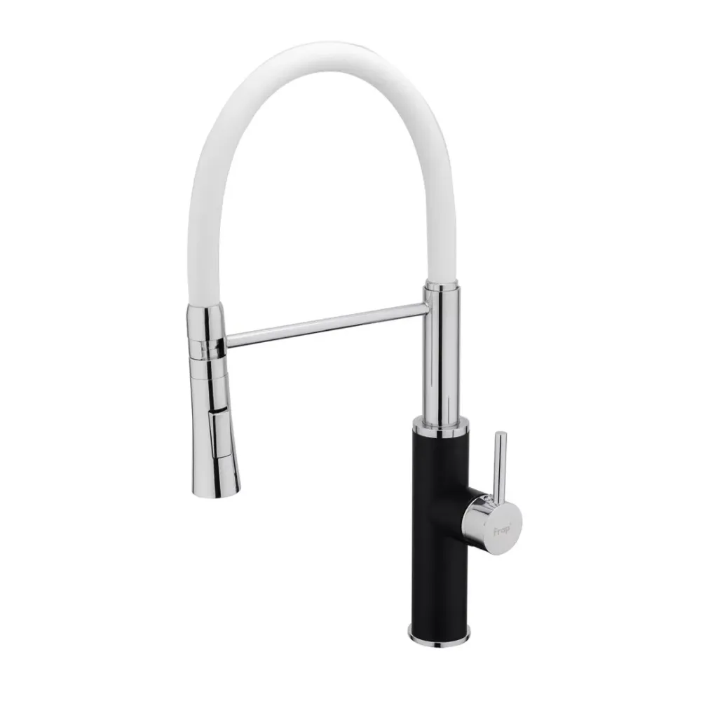 Смеситель для кухни Frap F4452-7 с гибким изливом, 2 режима, черно/белый Киев - изображение 1