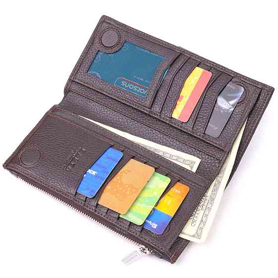 Чоловіче вертикальне портмоне з натуральної шкіри KARYA 21421 Коричневий Київ