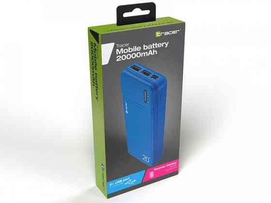 Зовнішній акумулятор Power bank Tracer 20000mAh 5V-2A 2USB + micro type-C Вінниця