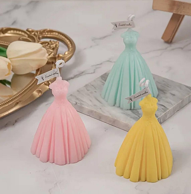 Силіконова форма 3D «Сукня» для свічок та мила Київ - фото 1