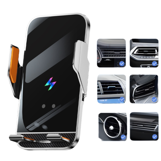 Держатель для телефона,автомобильный с беспроводной зарядкой 15W с функцией автоматического открытия и закрытия,серый Каменец-Подольский
