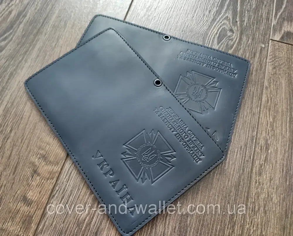 Обкладинка на посвідчення ДССЗ (державна служба спеціального зв'язку) із вінтажної шкіри Crazy Horse Київ - фото 2