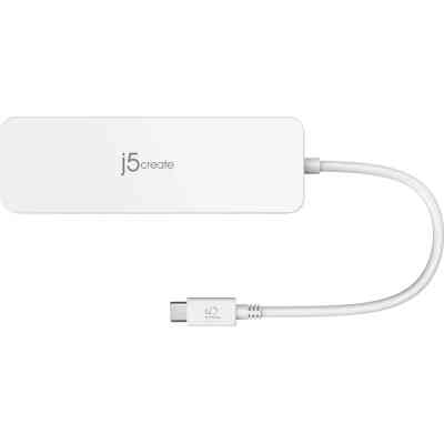 Концентратор J5create USB-C 6-in-1 2xUSB 3.1 + USB-C PD + HDMI + SD/TF + 3.5mm white (JCD373-N) Винница