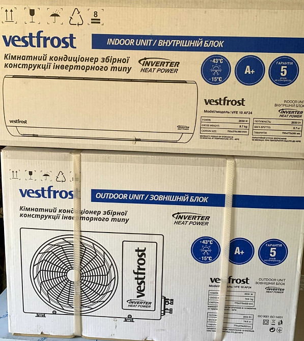 Новий запакований кондиціонер спліт Vestfrost VFE10AF24 Київ - фото 5