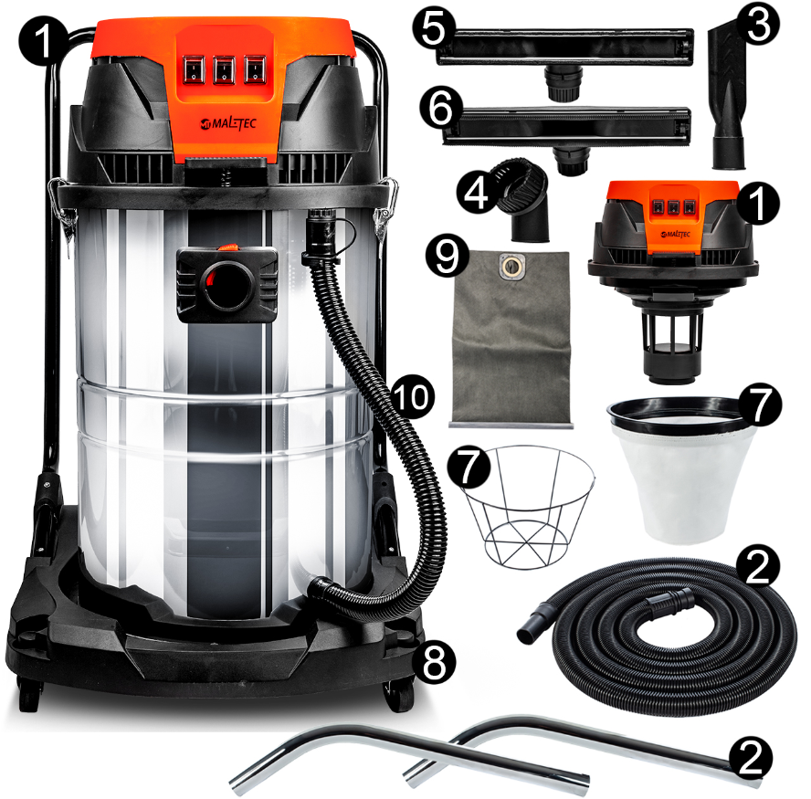 Промисловий пилосос трьох-турбінний 80 л Maltec (Польща) Київ - фото 4