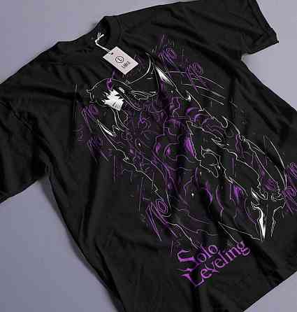 Футболка для мальчика аниме Соло Левелинг Сунг Джинвоо оверсайз (рост от 165 до 180 ) Черний AnimeJ0798m Днепр