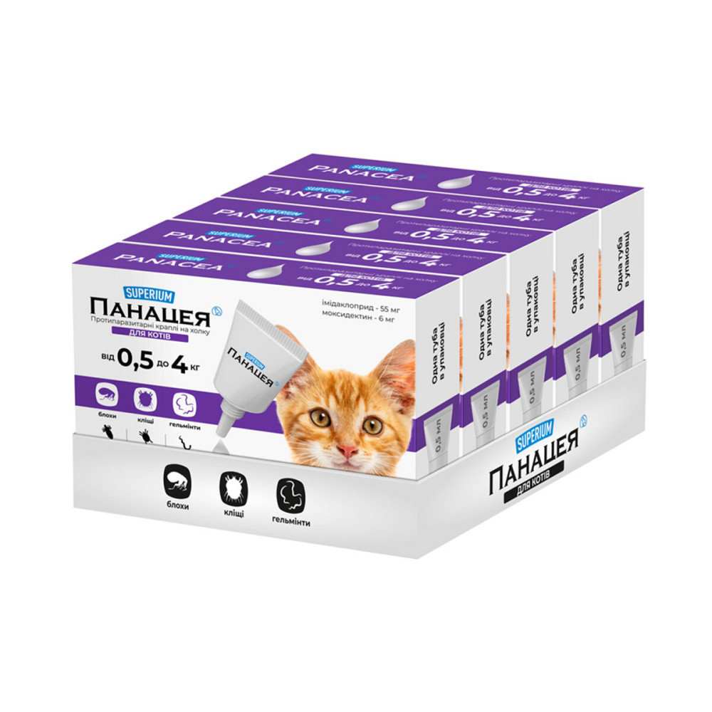 СУПЕРИУМ Панацея, противопаразитарные капли на холке для кошек, 0,5-4 кг Киев - изображение 4