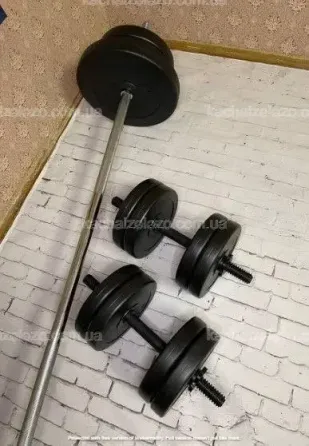 Лавка для жиму + Штанга + Гантелі 70 кг + Гиря 10 кг в Подарунок Гантелі, гирі, штанги та диски АВС пластик Київ