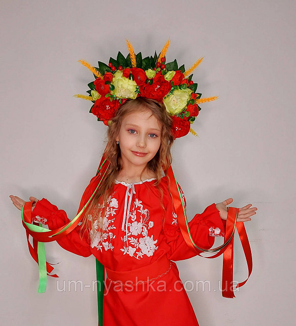 Віночок ободок з квітами "Сценічний з колосками та стрічками" Кривий Ріг - фото 7