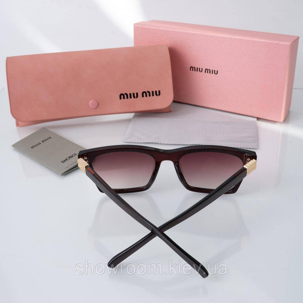 Сонцезахисні жіночі окуляри Miu Miu (050) коричневі Київ - фото 3