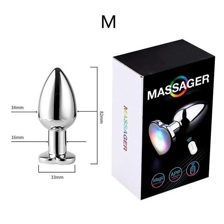 Сталева смарт  анальна пробка, що світиться Magic Motion Equinox USB з Д/К  - 8,2*3,4 см — Анальні іграшки Вінниця - фото 3