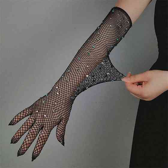 Сексуальні довгі рукавички зі стразами — XS/S/M — Еротична білизна Вінниця