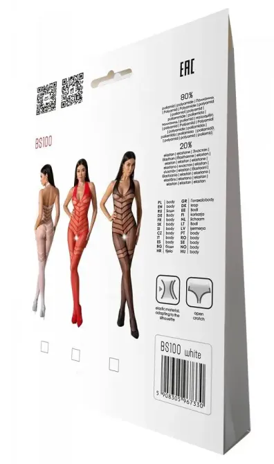 Бодістокінг з плетінням на животику Passion BS100 One Size, white, декоративний шов, з доступом Львов - изображение 7