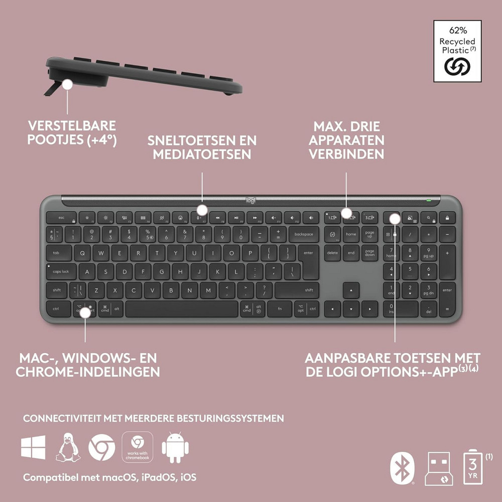 Клавіатура бездротова Logitech Signature Slim K950 US Graphite USB (920-012465) ( Сірий ) Харьков - изображение 8