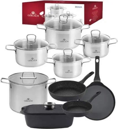 Gerlach Brava Каструлі Całostalowe 8el. + Жаровня Каструля 7l (BRAVAGERN17) Киев