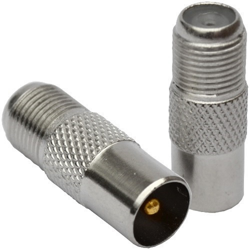 Переходник антенный штекер ТВ - гнездо F, gold_pin, цинк Полтава - изображение 1