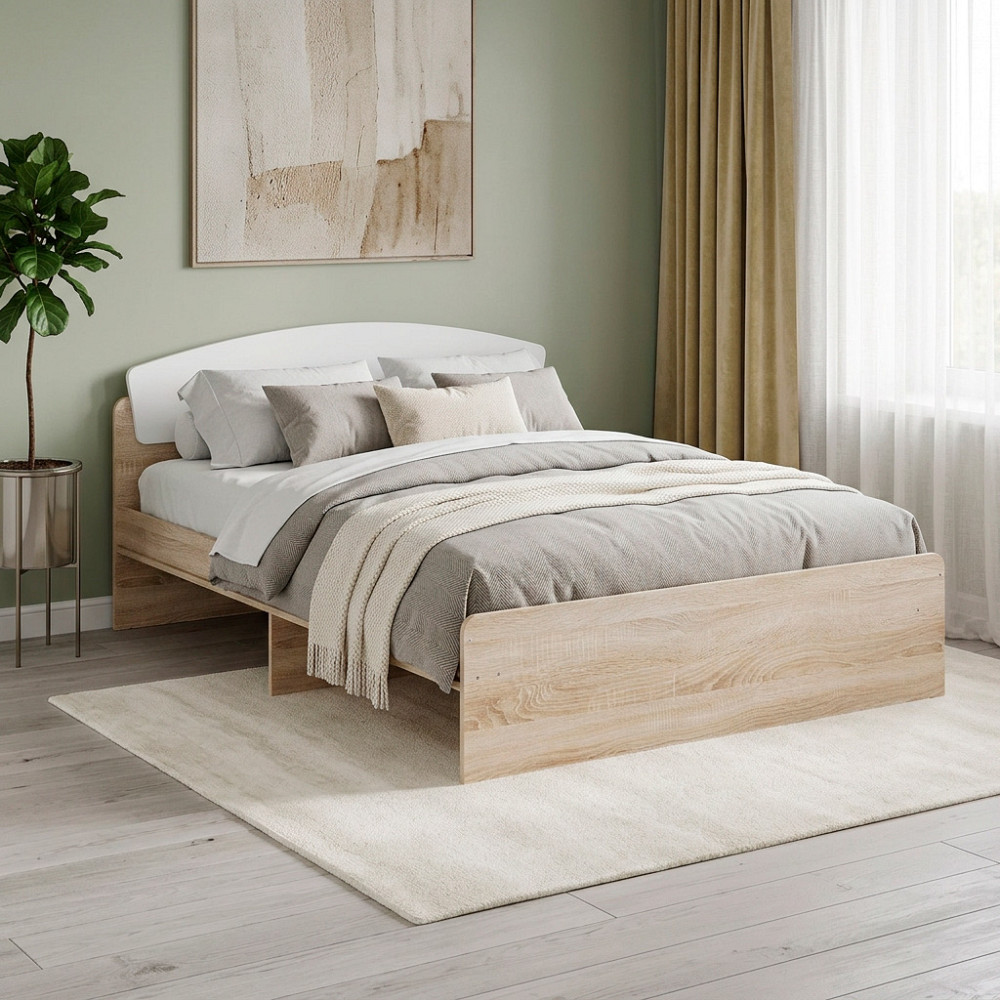 Кровать двуспальная Эверест Астория (без ящиков) 160х200 см Дуб сонома/Белый (DTM-073877) Львов - изображение 1