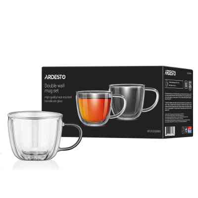 Набір чашок Ardesto 350мл, 2шт, боросилікатне скло, прозорий (AR2635BWN) Вінниця
