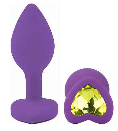 Силиконовая анальная пробка EGZO - Silicone Violet Heart Plug Lime, size S Sex Aura Киев