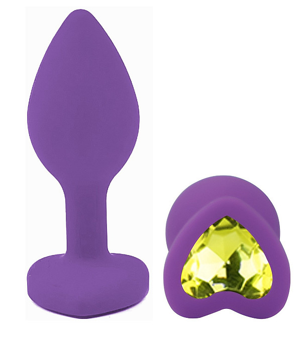 Силиконовая анальная пробка EGZO - Silicone Violet Heart Plug Lime, size S Sex Aura Киев - изображение 2