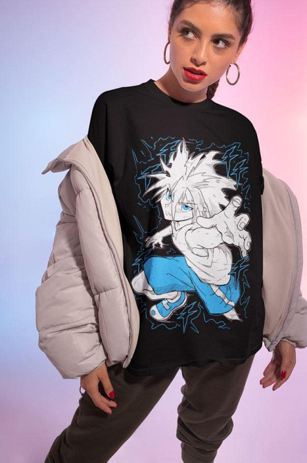 Футболка аниме Киллуа Гон Хисока Хунтер оверсайз (S/M/L) Черний AnimeJ1131 Днепр - изображение 4