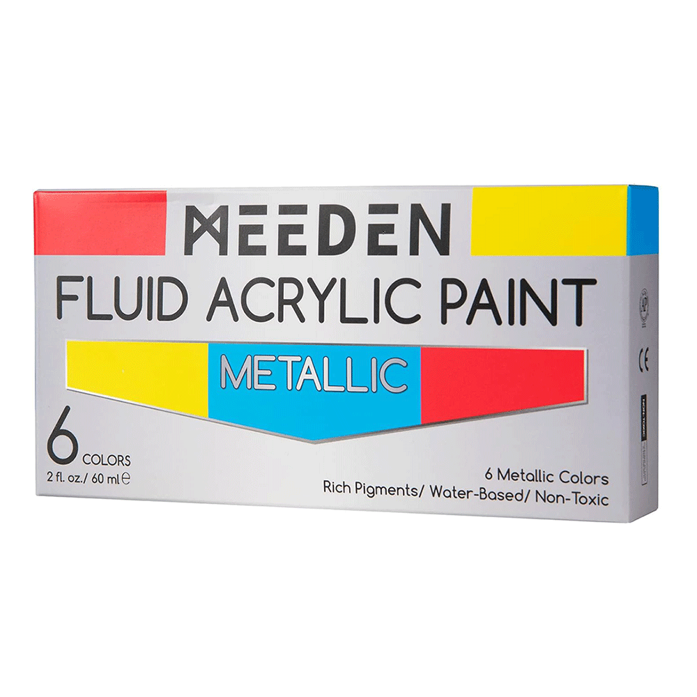 Набір рідких акрилових фарб Fluid Metallic 6×60мл MEEDEN Київ - фото 1