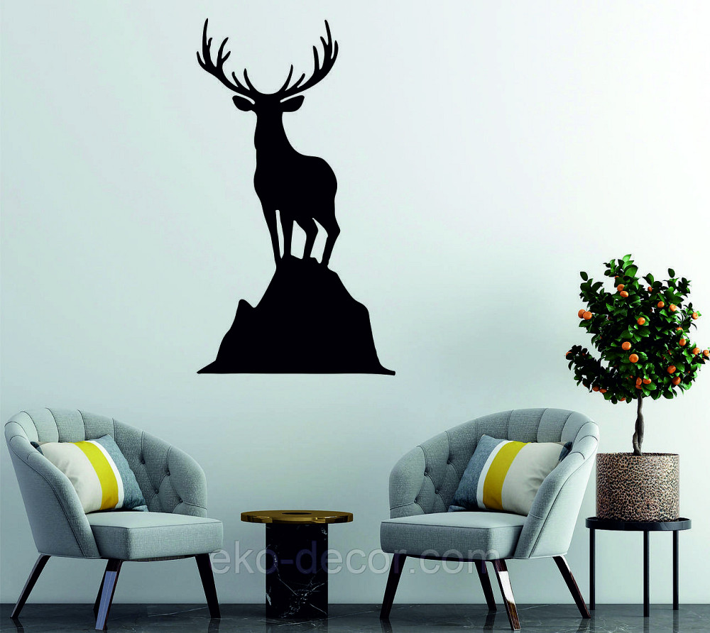 Декоративное настенное Панно «Олень», Декор на стену 90*49 см, Черный Киев - изображение 2
