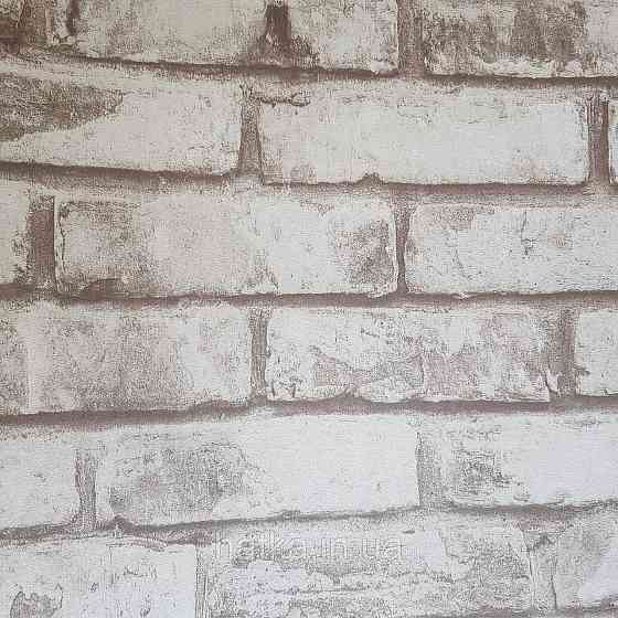 Обои метровые винил на флизелине Decowall Retro под кирпич бежевые кремовые белые Киев