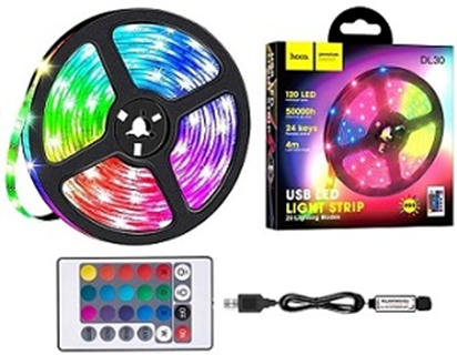 Світлодіодна стрічка Hoco DL30 RGB 4м + пульт (Чорна) Вінниця - фото 5