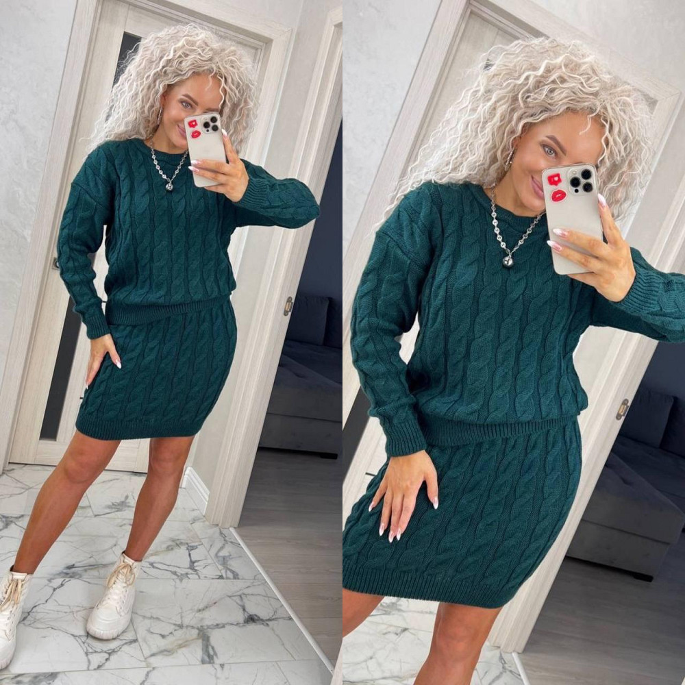 Женский модный  вязаный костюм косами  свитер и юбка. 42-50р Киев - изображение 6