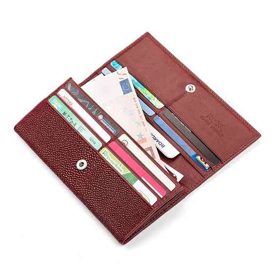 Кошелек женский STINGRAY LEATHER 18097 из натуральной кожи морского ската Бордовый Киев