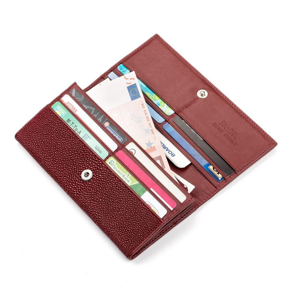 Кошелек женский STINGRAY LEATHER 18097 из натуральной кожи морского ската Бордовый Киев - изображение 6