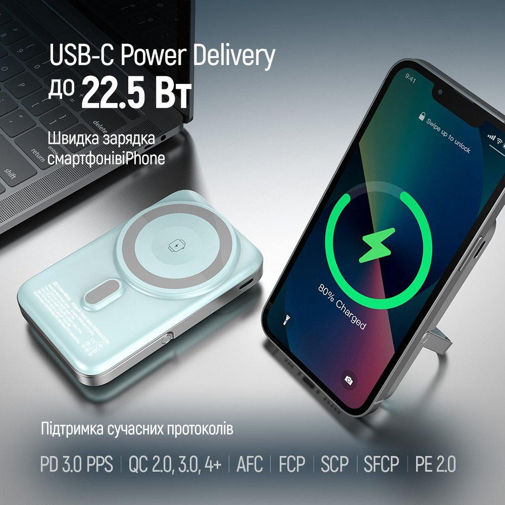 Універсальна мобільна батарея ColorWay 15W MagSafe & Watch Wireless 10000 mAh Aquamarine (CW-PB100LPA2MT-WPDD) ( 15515 ) Харків - фото 13