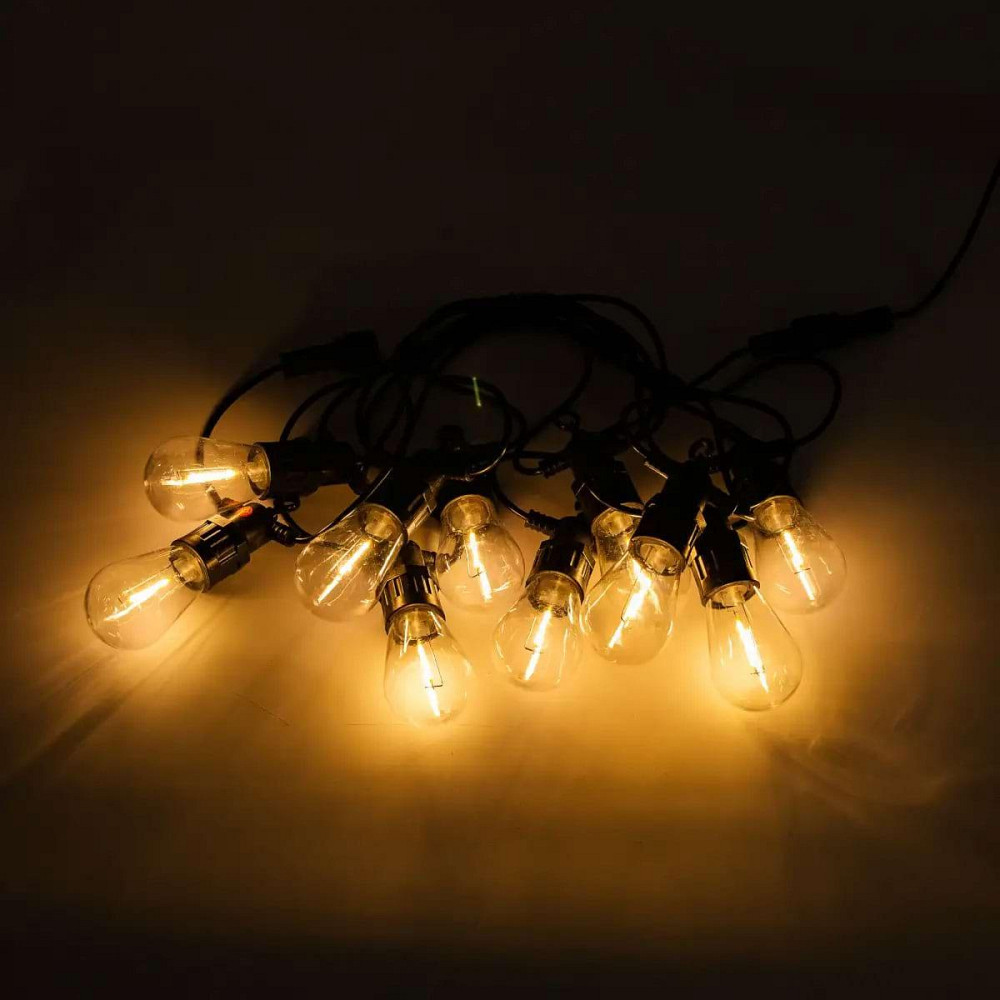 Гирлянда уличная в стиле ретро светодиодная желтая S14 на 10 LED ламп длиной 5 метров S14Y Киев - изображение 8