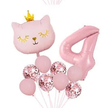 Фонтан с шаров цифра и кошка розовый 10 шт Киев - изображение 2
