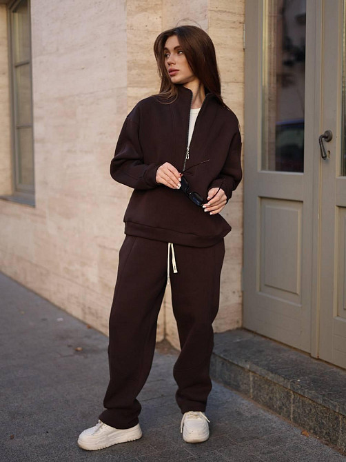 Жіночий теплий повсякденний костюм вільного крою турецька тринитка на флісі Одеса - фото 9