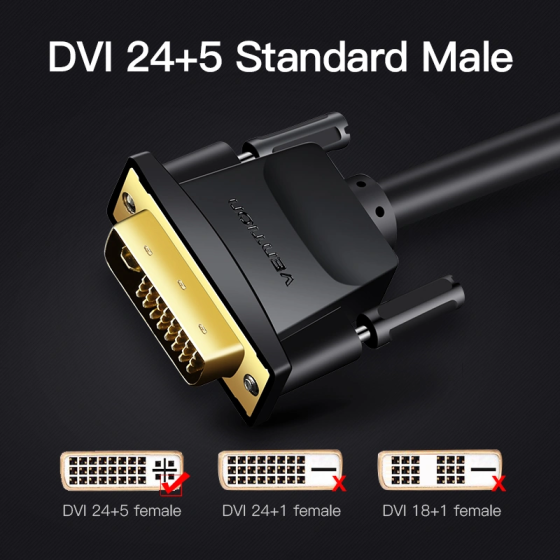 Кабель Vention DVI(24+5) to VGA Cable 3M Black (EACBI) Одеса