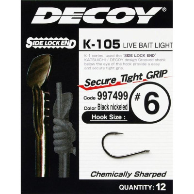 Крючок Decoy K-105 Live bait light 10 (12 шт/уп) (1562.03.40) Винница - изображение 2