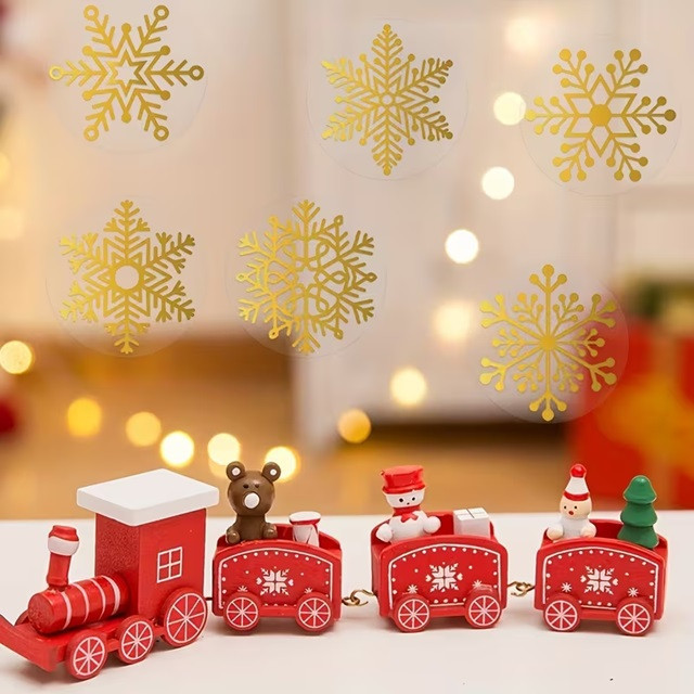 Наклейки з золотистими сніжинками, 500 шт – різдвяний самоклеючий декор Київ - фото 3