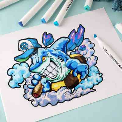 Художественный маркер Arrtx Спиртовые Alp ASM-02BU 24 цвета Синие оттенки (LC302215) Винница