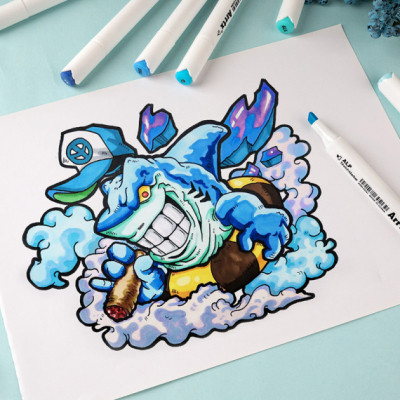 Художественный маркер Arrtx Спиртовые Alp ASM-02BU 24 цвета Синие оттенки (LC302215) Винница - изображение 3