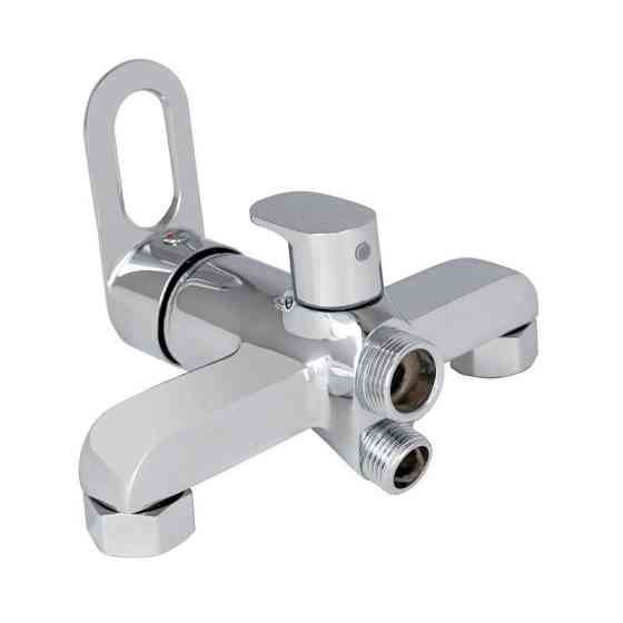 Змішувач для ванни з душовим гарнітуром Lidz Latwa 005 з поворотним виливом хром. Київ