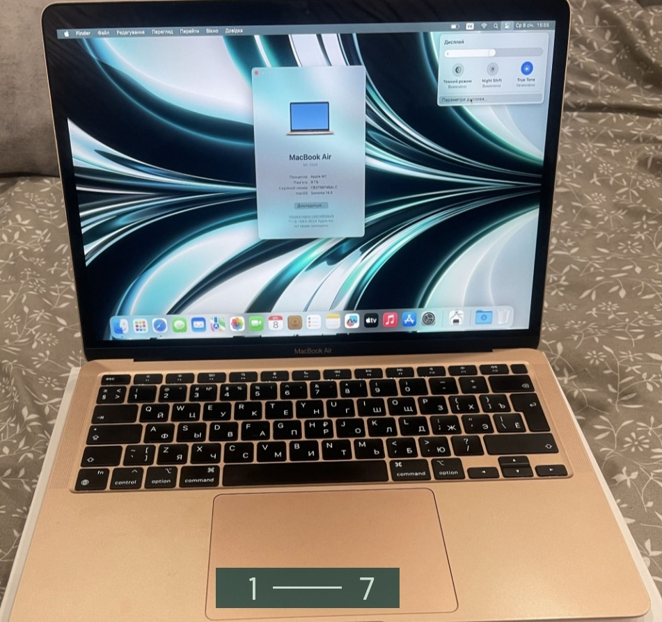 Ноутбук MacBook Air m1 2020 8/256Gb. Идеал ! Киев - изображение 7