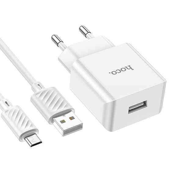 Мережевий зарядний пристрій HOCO C106A Leisure single port charger set, колір білий 6931474783905 Одеса